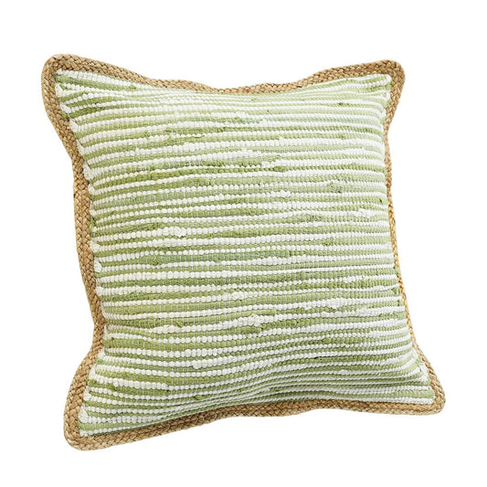 Set of Two 20" Green Beach Striped Throw Pillows