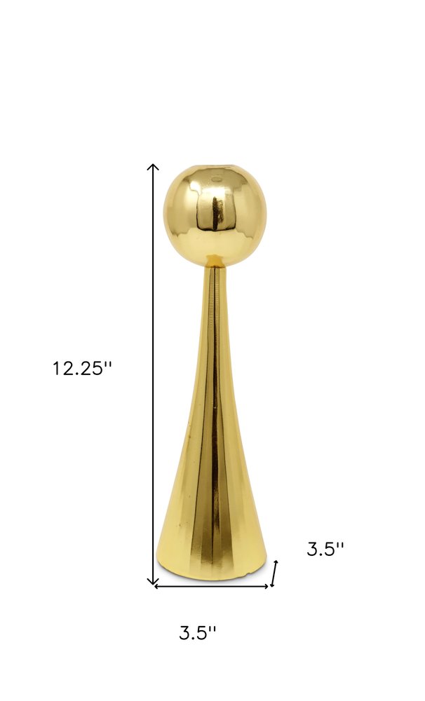 12" Gold Stainless Steel Tabletop Taper Candlestick
