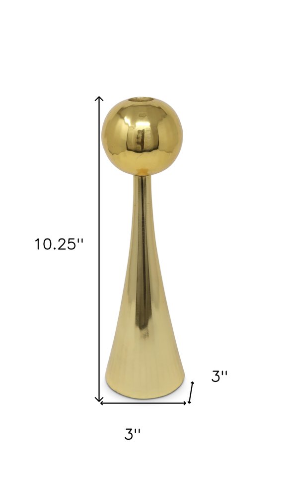 10" Gold Stainless Steel Tabletop Taper Candlestick