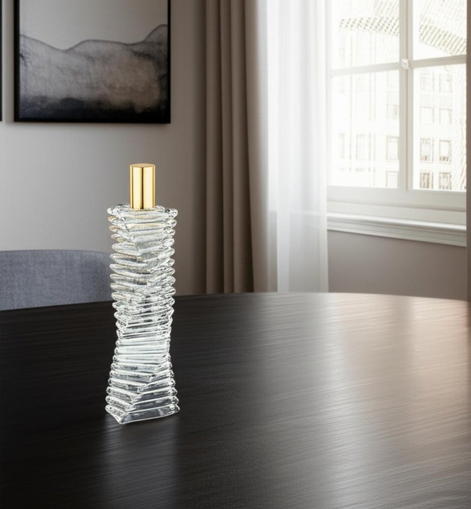 12" Clear And Gold Twisted Crystal Tabletop Taper Candlestick