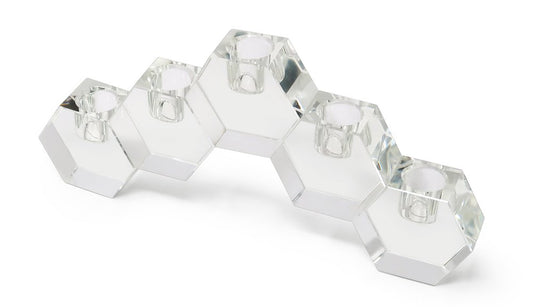 5" Clear Crystal Geometric Tabletop Candelabra Candle Holder
