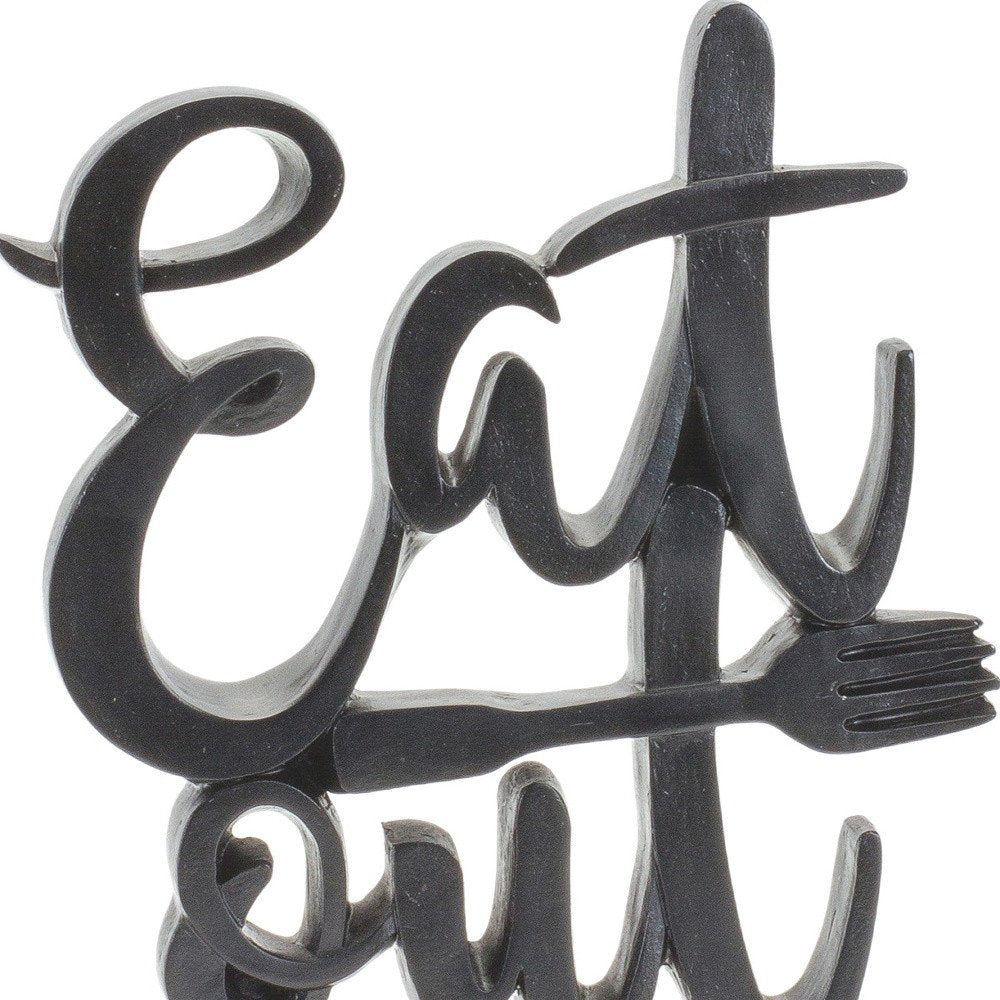 9" Black Polyresin Decorative Plaque Tabletop Sculpture