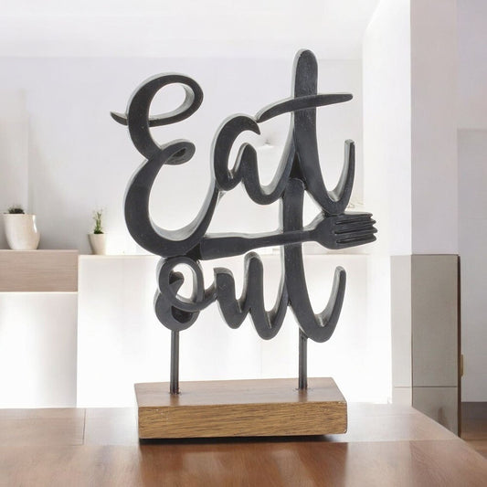 9" Black Polyresin Decorative Plaque Tabletop Sculpture