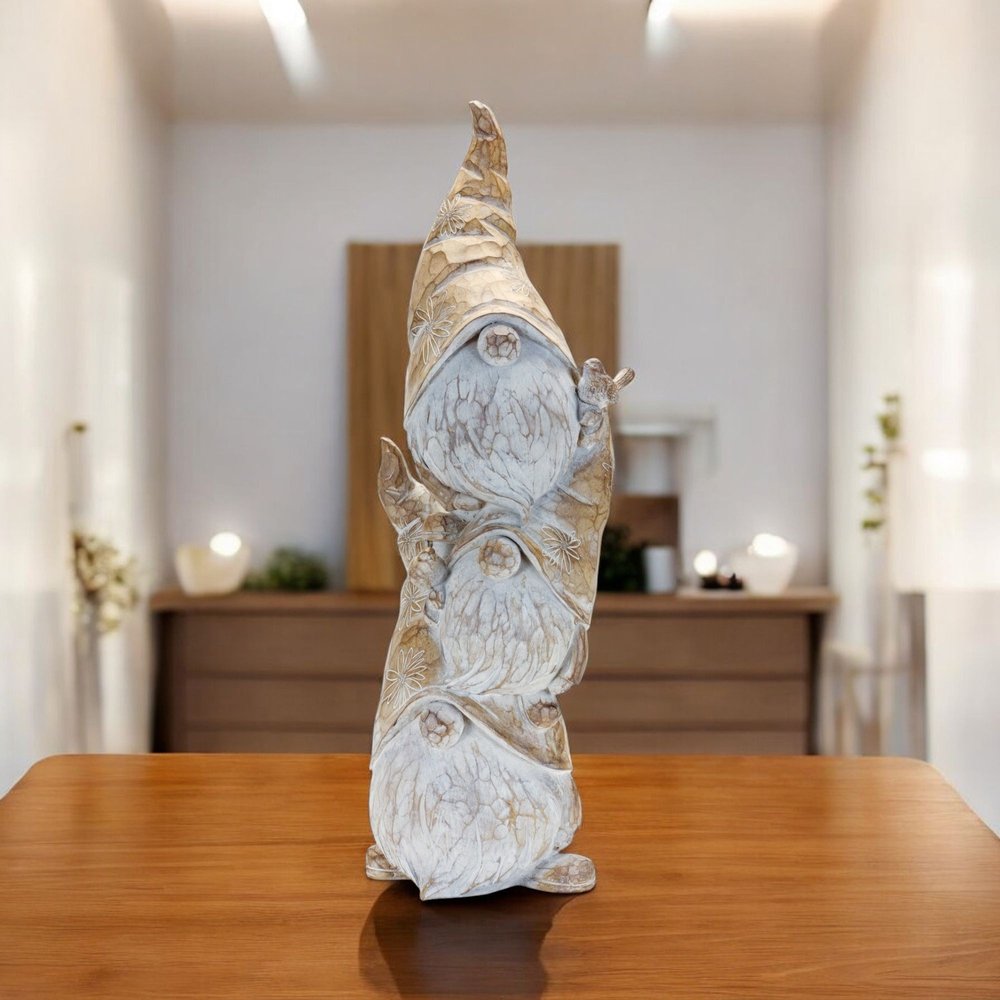 23" Brown Resin Standing Gnome Tabletop Sculpture