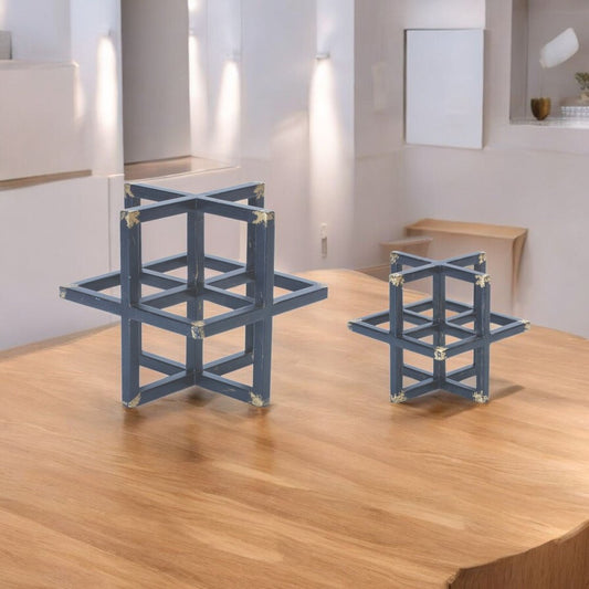 Set of Two Black Iron Tabletop Sculpture