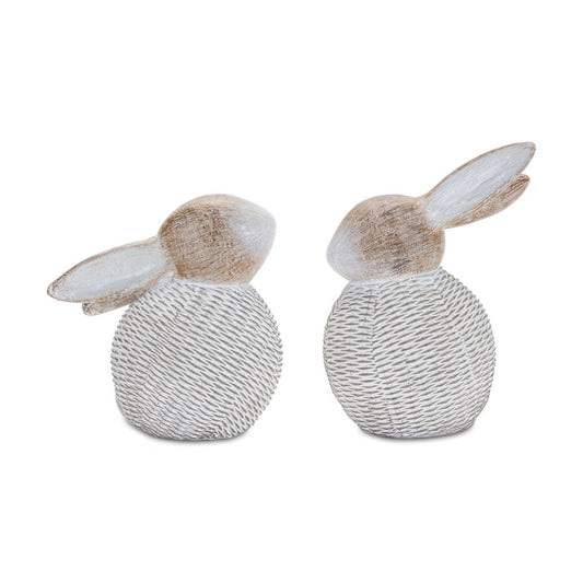 Set of Two White Resin Figurine Tabletop Sculpture