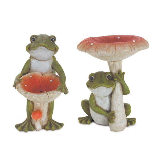 Set of Two Green Resin Figurine Tabletop Sculpture