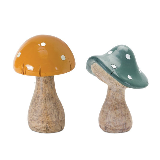 Set of Two Green Resin Figurine Tabletop Sculpture