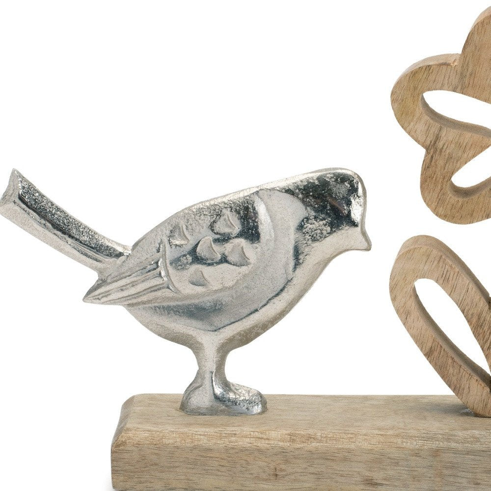 Set of Two Brown Wood Tabletop Sculpture