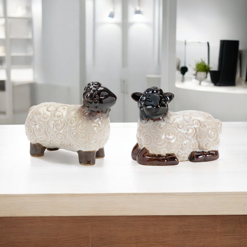 Set of Six White Polyresin Figurine Tabletop Sculpture