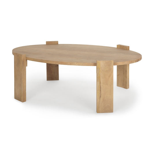 48" Natural Solid Wood Oval Coffee Table