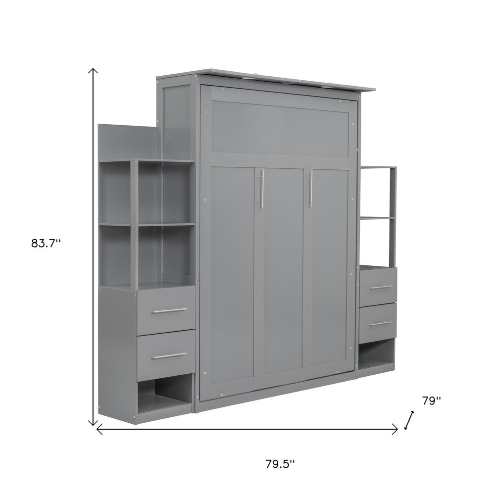 Gray Wood Full Murphy Bed
