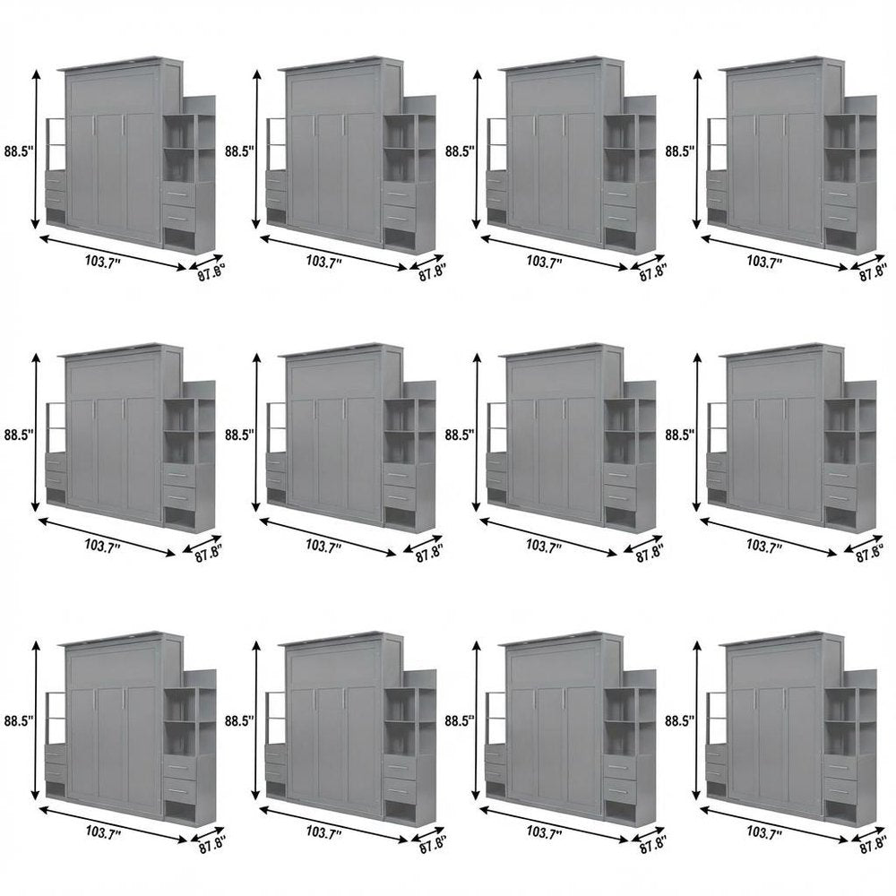 Gray Wood Queen Murphy Bed