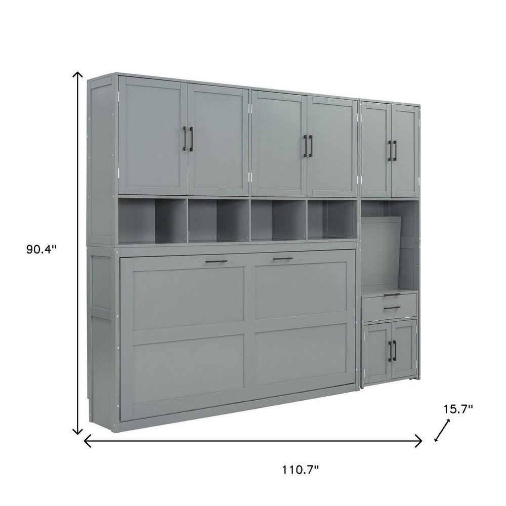 Gray Wood Twin Murphy Bed