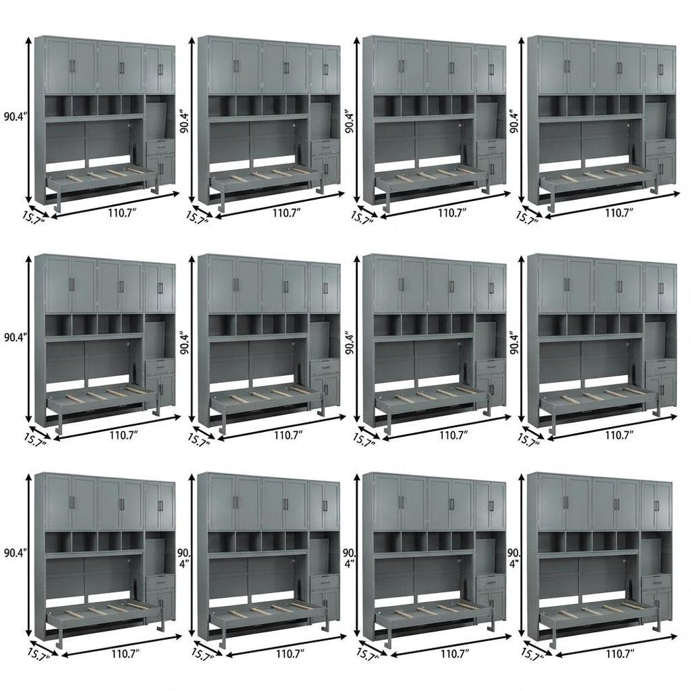 Gray Wood Twin Murphy Bed