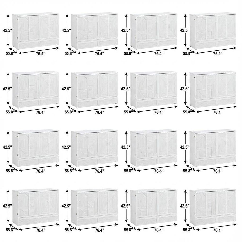 White Wood Full Murphy Bed