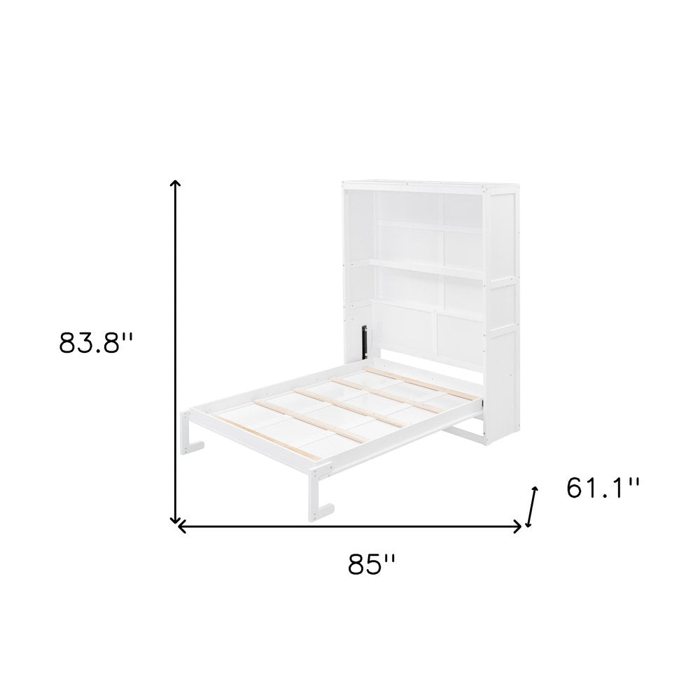 White Wood Full Murphy Bed