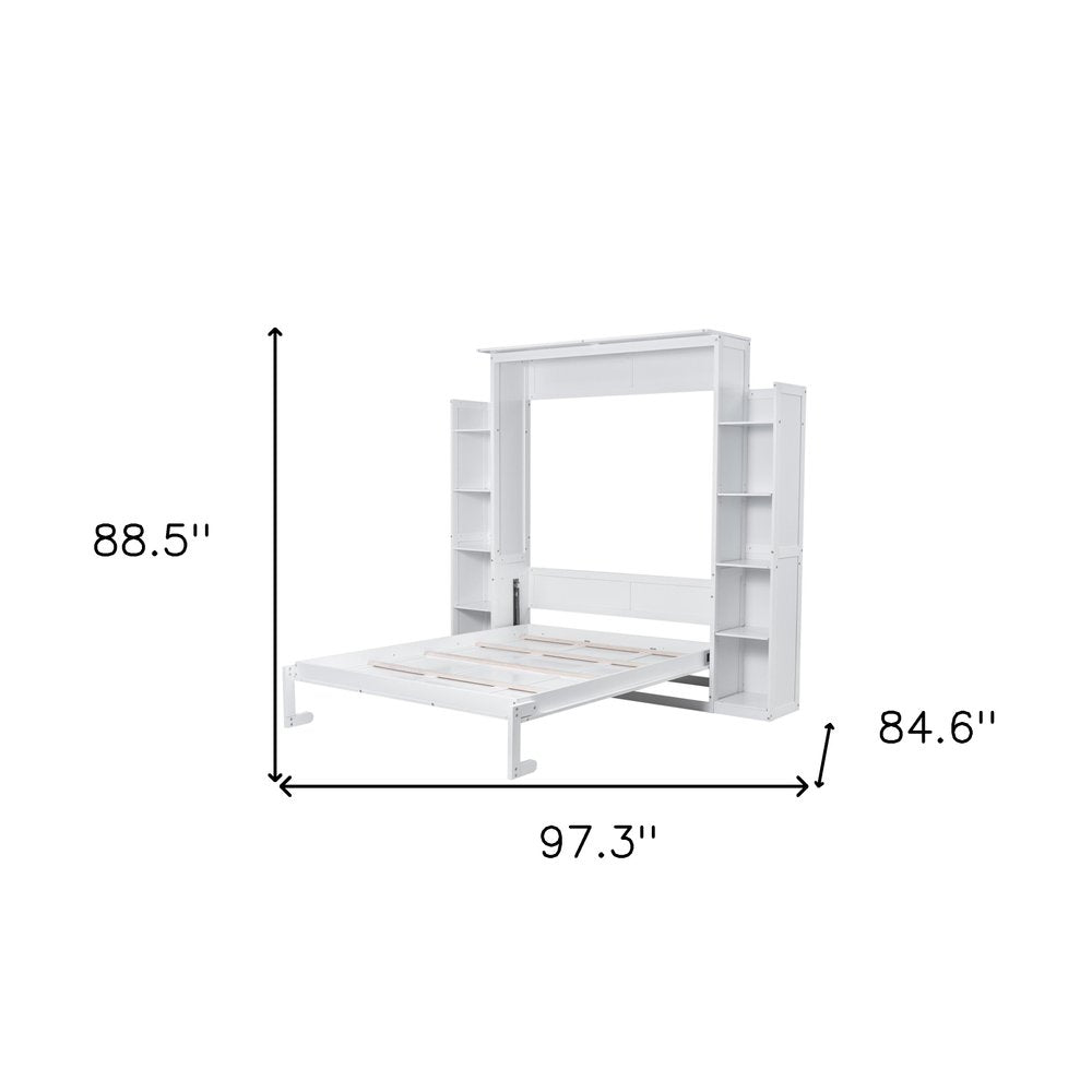 White Wood Queen Murphy Bed