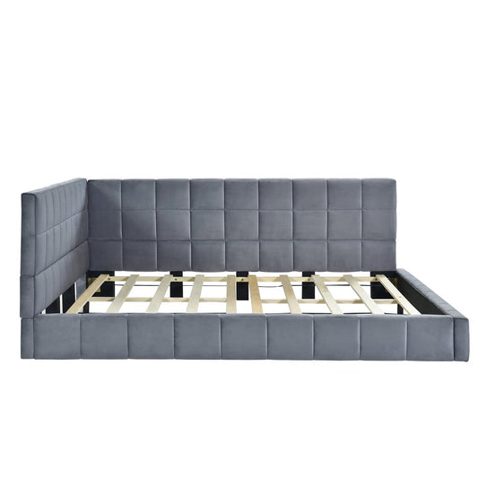 Gray Upholstered Full Bed Frame