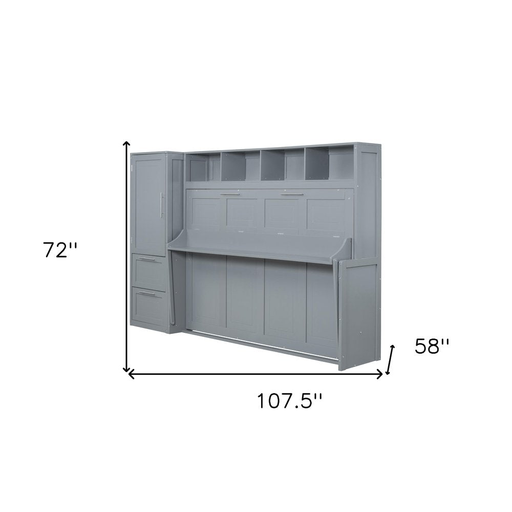 Gray Wood Full Murphy Bed