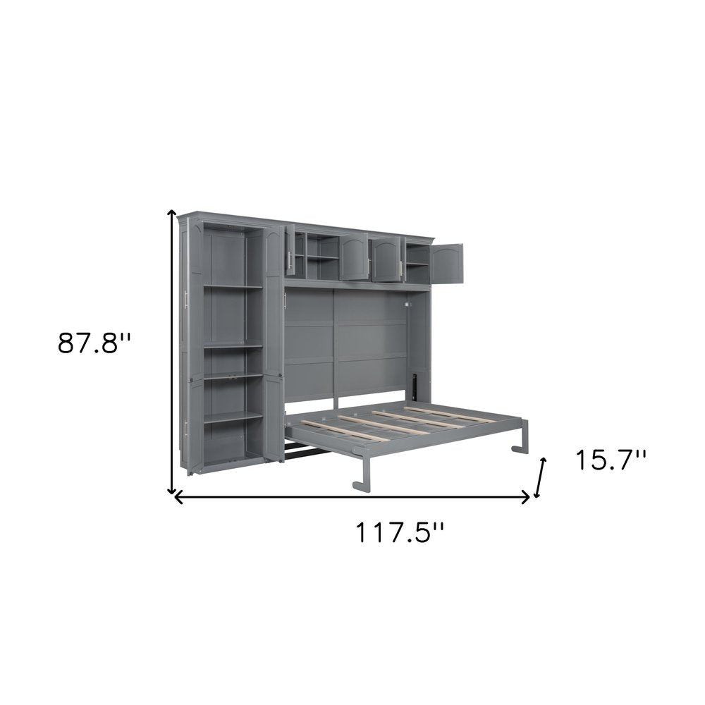 Gray Wood Queen Murphy Bed