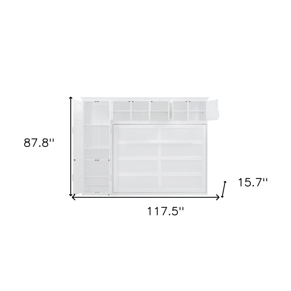 White Wood Queen Murphy Bed