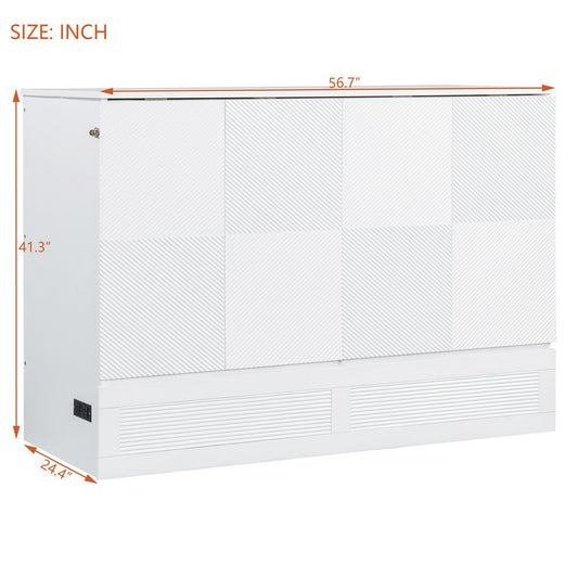 White Wood Full Murphy Bed