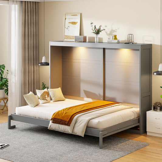 Gray Wood Queen Murphy Bed