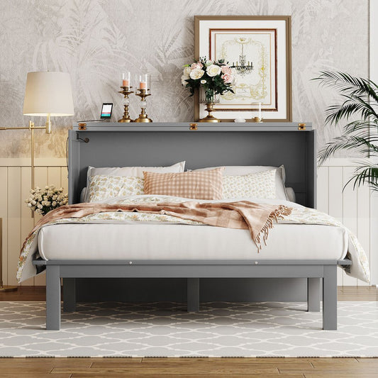 Gray Wood Queen Murphy Bed