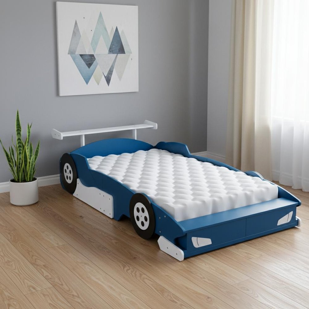 Blue Wood Full Bed Frame