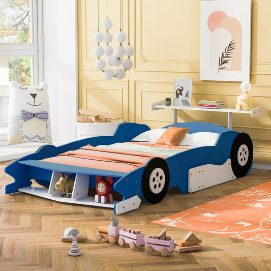 Blue Wood Full Bed Frame