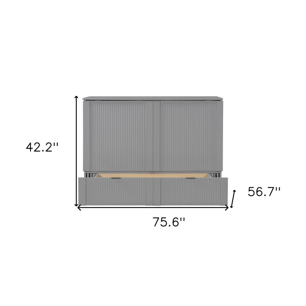 Gray Wood Full Murphy Bed