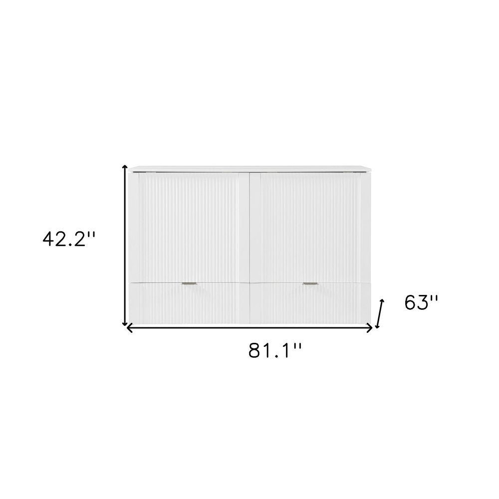 White Wood Queen Murphy Bed