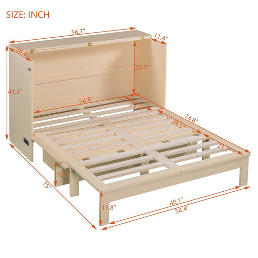 Gold Wood Full Murphy Bed