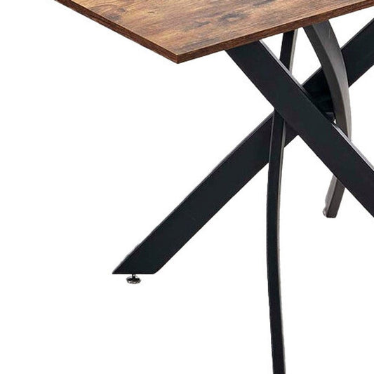 47" Brown and Black Wood and Metal Cross Leg Base Dining Table