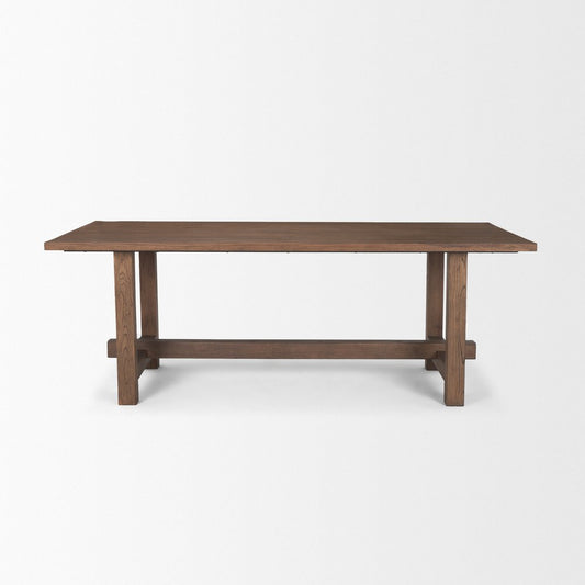 84" Brown Solid Wood Trestle Base Dining Table