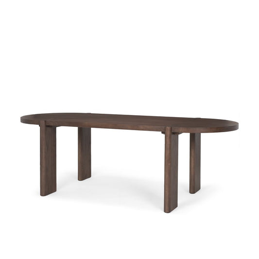 91" Brown Wood Oval Dining Table