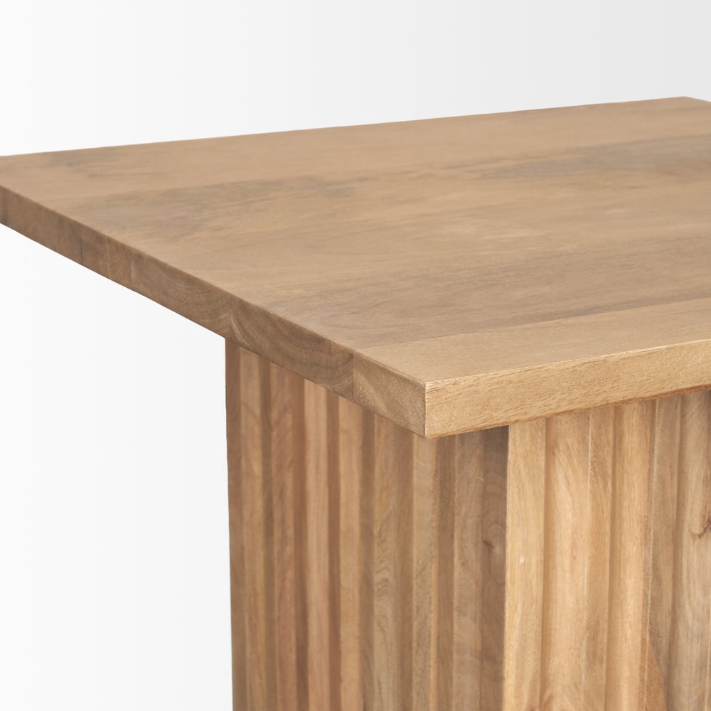 22" Brown Solid Wood Square Block End Table