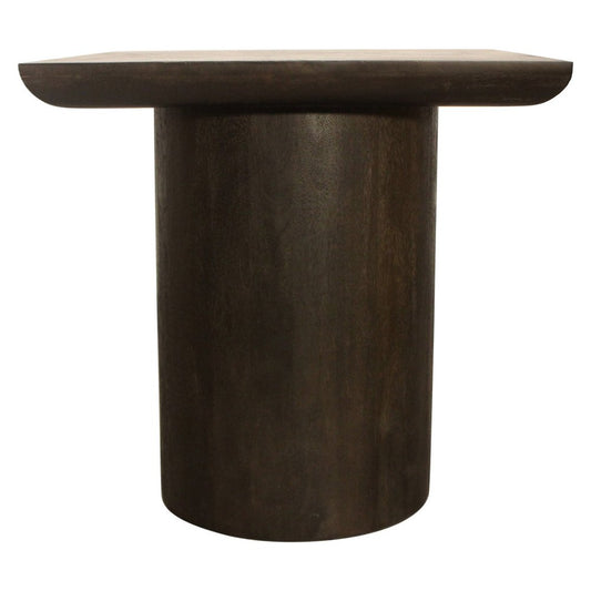 24" Dark Brown Distressed Solid Wood Square Pedestal End Table