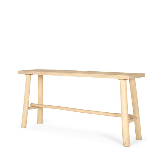 66" Light Brown Solid Wood Trestle Console Table