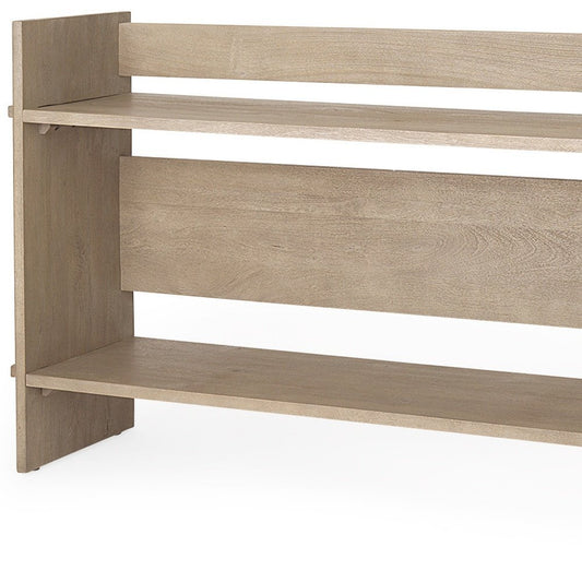 76" Light Gray Solid Wood Distressed Solid Console Table With Shelf