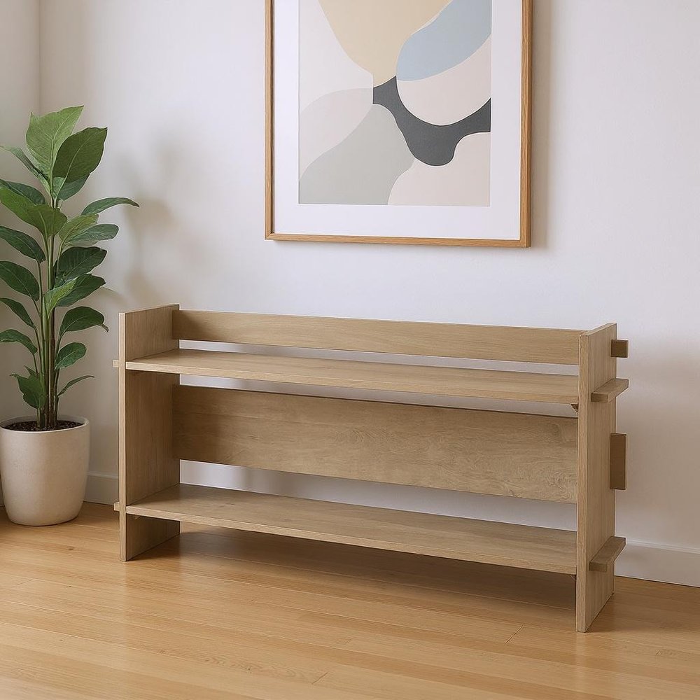 76" Light Gray Solid Wood Distressed Solid Console Table With Shelf