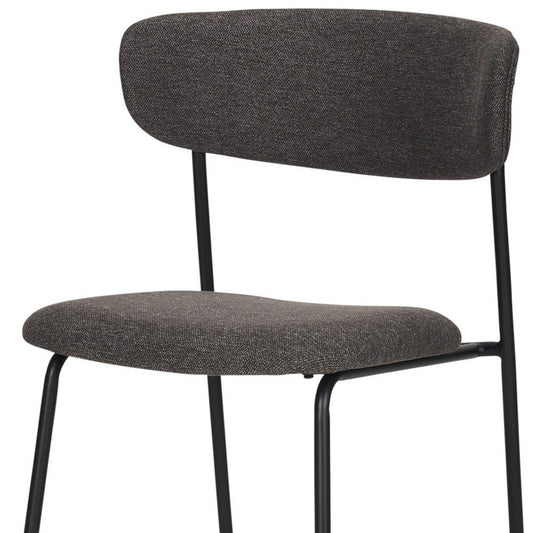 Gray and Black Upholstered Fabric And Metal Open Back Dining Side Chair