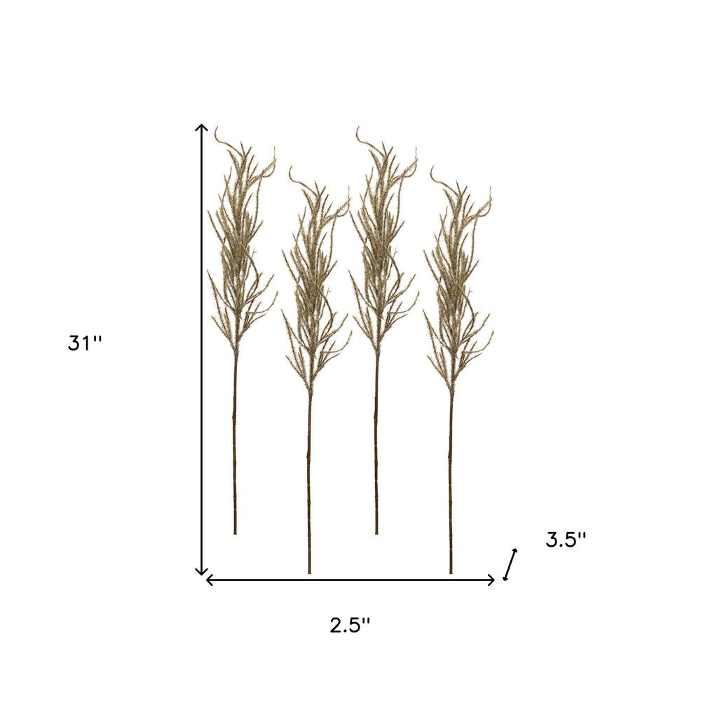 Set of Four 3" Brown Artificial Pampas