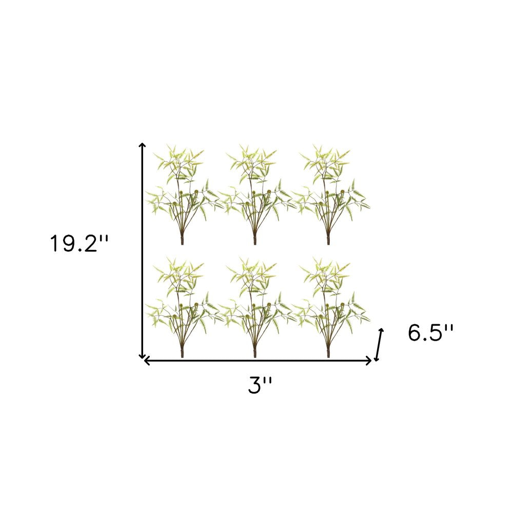 Set of Six 3" Green Artificial Fern