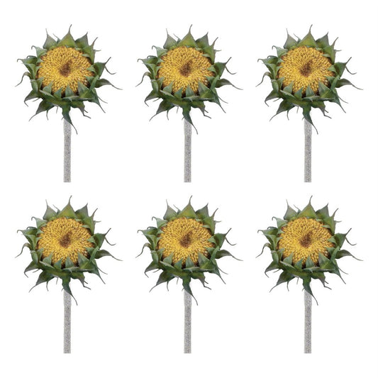 Set of Six 4" Yellow Artificial