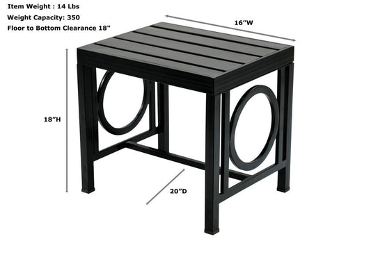 16" Black Aluminum Geo Slat Outdoor Side Table