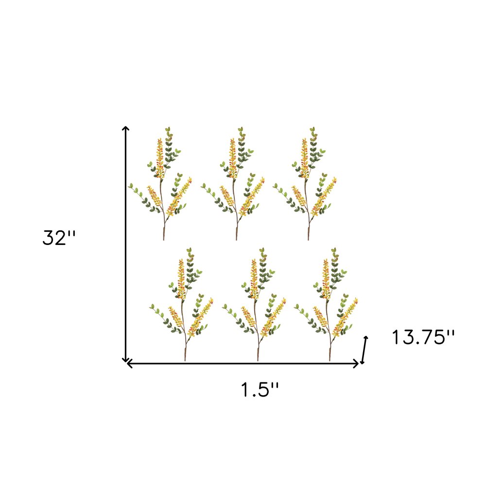 Set of Six 2" Yellow Artificial