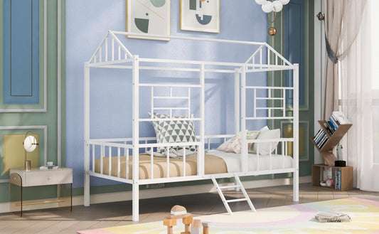 White Metal Twin Canopy Bed Frame