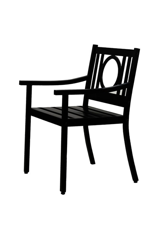 24" Black Steel Geo Back Outdoor Arm Chair